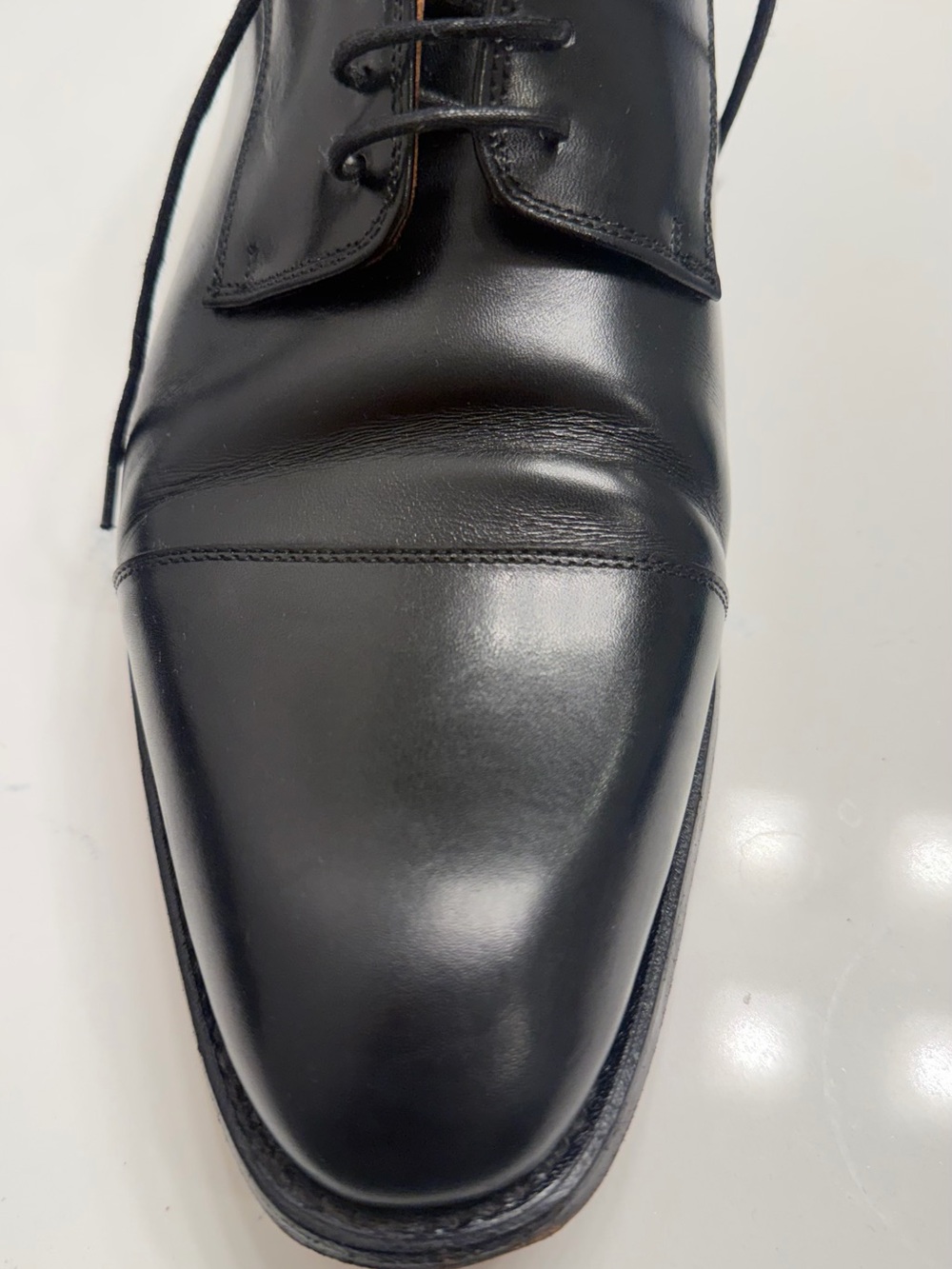 Finsbury Italy shoe Classic Black Leather Cap-Toe Derby Shoes - Men's - Picture 12 of 13